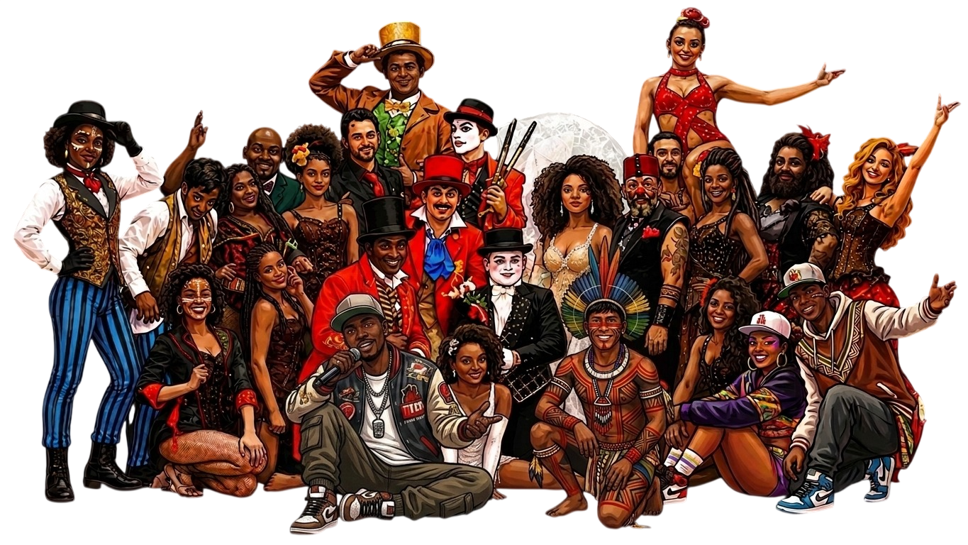 Elenco do Tucunaré Grande Show reunido em cena